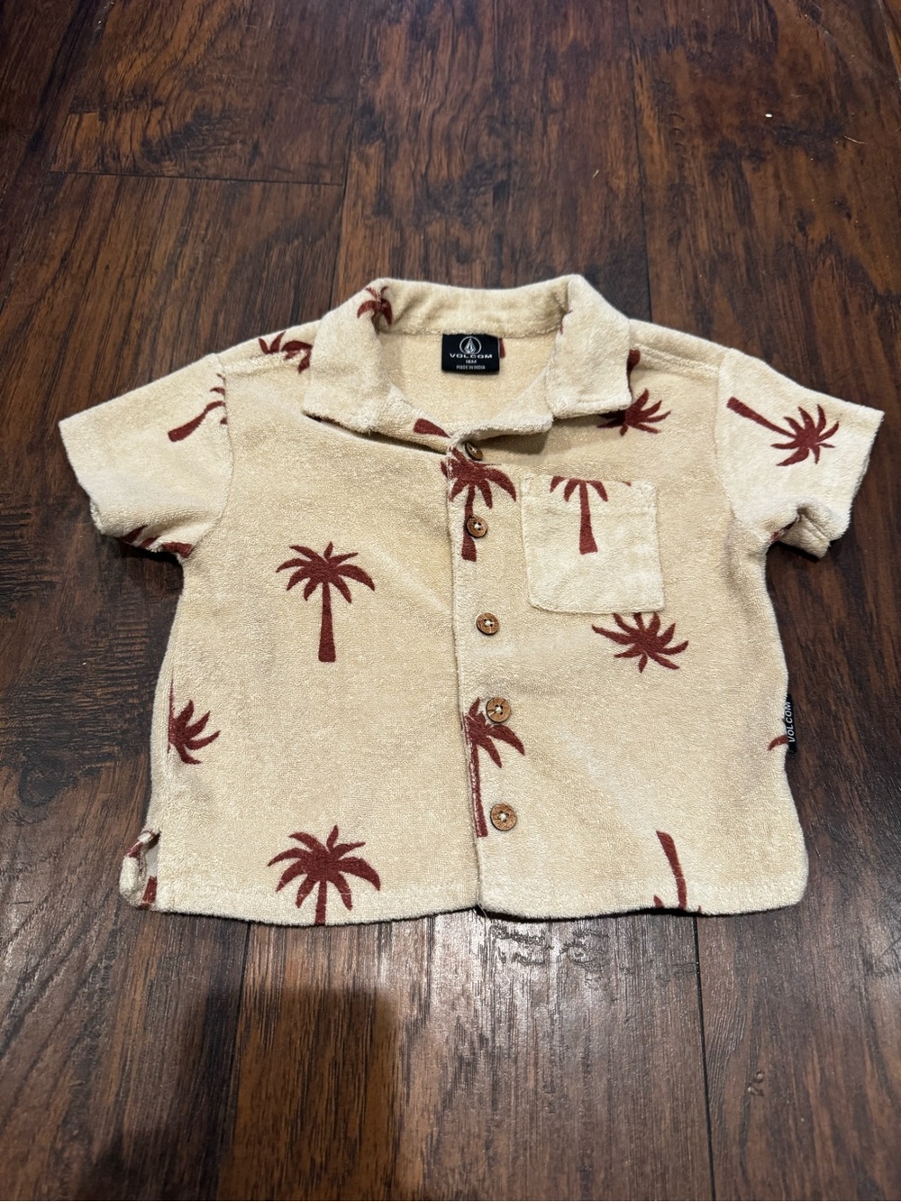 Volcom Baby Boys 18M Palm Tree Terry Cloth Button Up Shirt